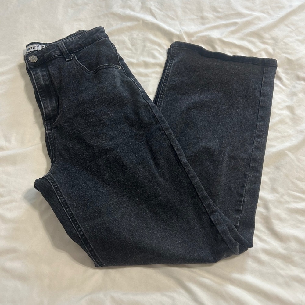 HDLTE Women Black High Waisted Wide Leg Jeans Size M Stretch Denim Pants